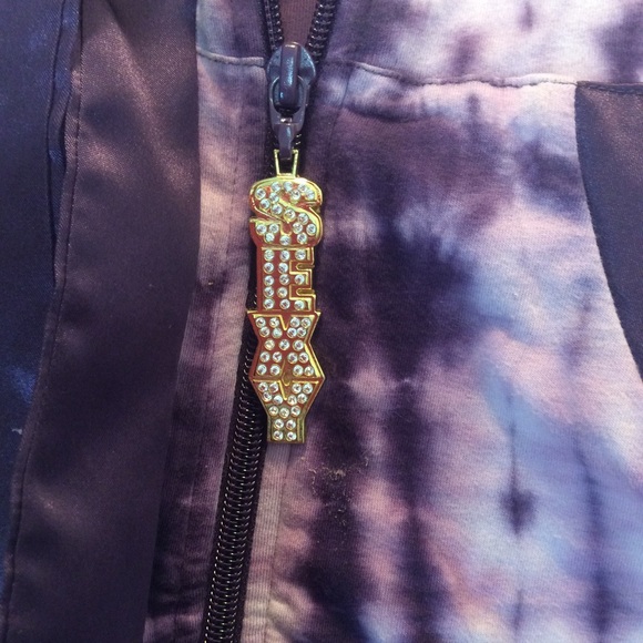 🌹Wow SEXY Purple Tie-Dye Satin Hoody 2-piece 🌹 - Picture 5 of 8